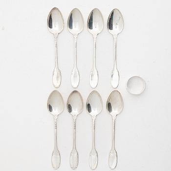 Table spoons, 8 pcs, and a napkin ring, silver, including WA Bolin, Stockholm.