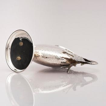 Kanna i form av tupp, sterlingsilver, 1900-talets andra hälft.