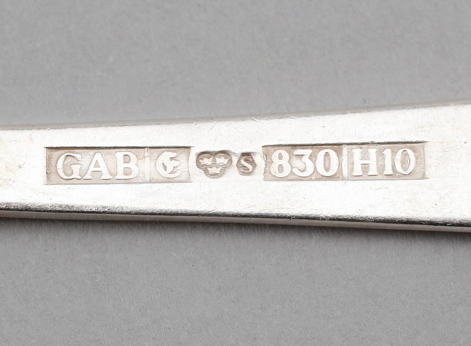 BESTICK, 36 delar, silver, "Rosenholm", GAB, Stockholm. Vikt med stålblad ca 1795.
