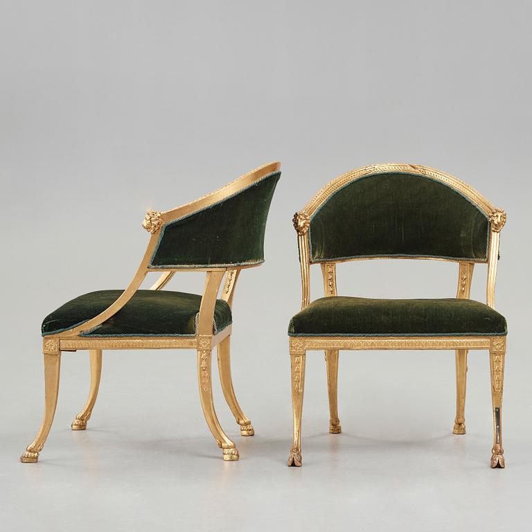 A pair of late Gustavian armchairs by Ephraim Ståhl (master in Stockholm 1794-1820).