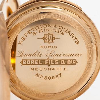 Borel fils & Cie, pocket watch, hunter, quarter repeater, 54 mm.