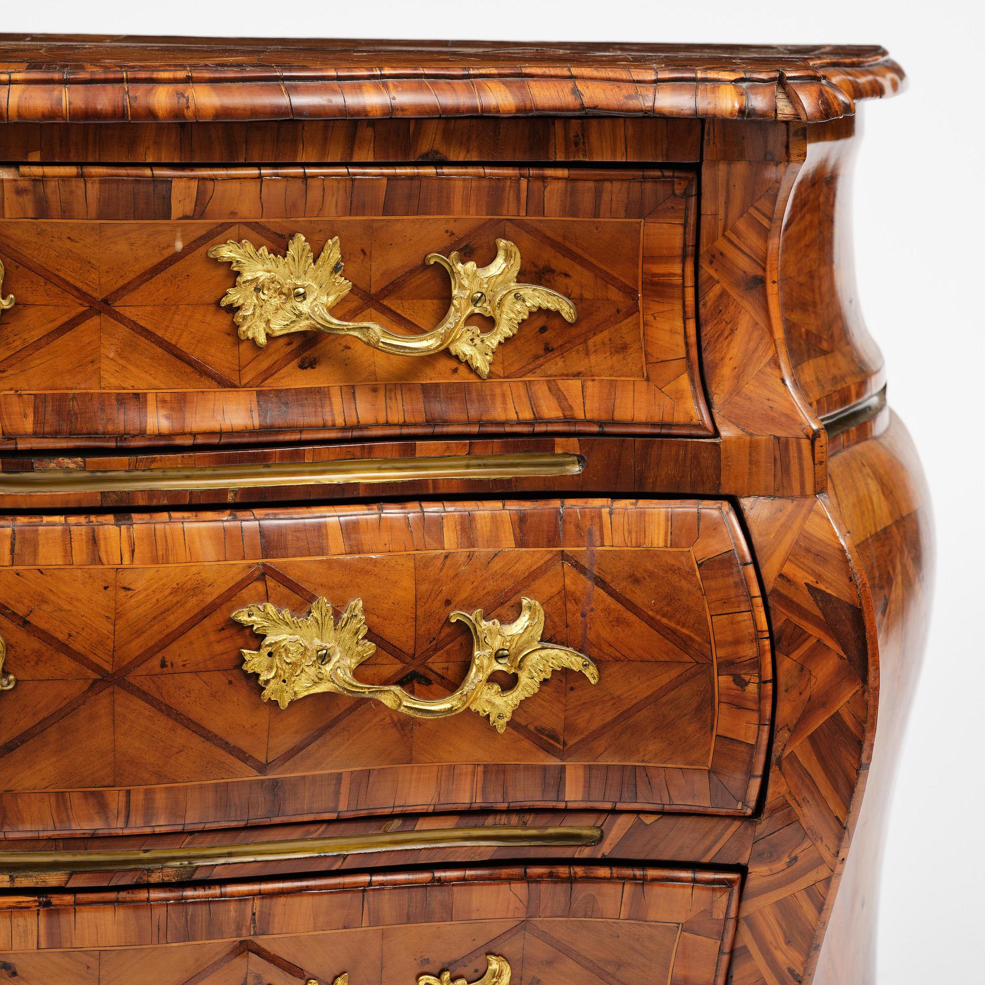 A Swedish parquetry rococo commode, Stockholm, later part 18th century.