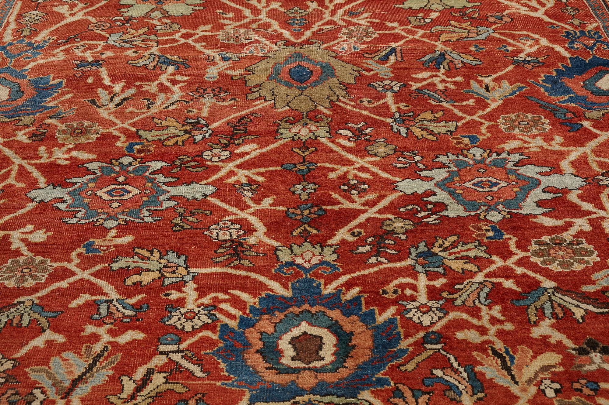 Matta, antik Mahal, Ziegler-mönster, ca 371,5-374,5 x 265-266 cm (samt en kortsida med lite slätväv).