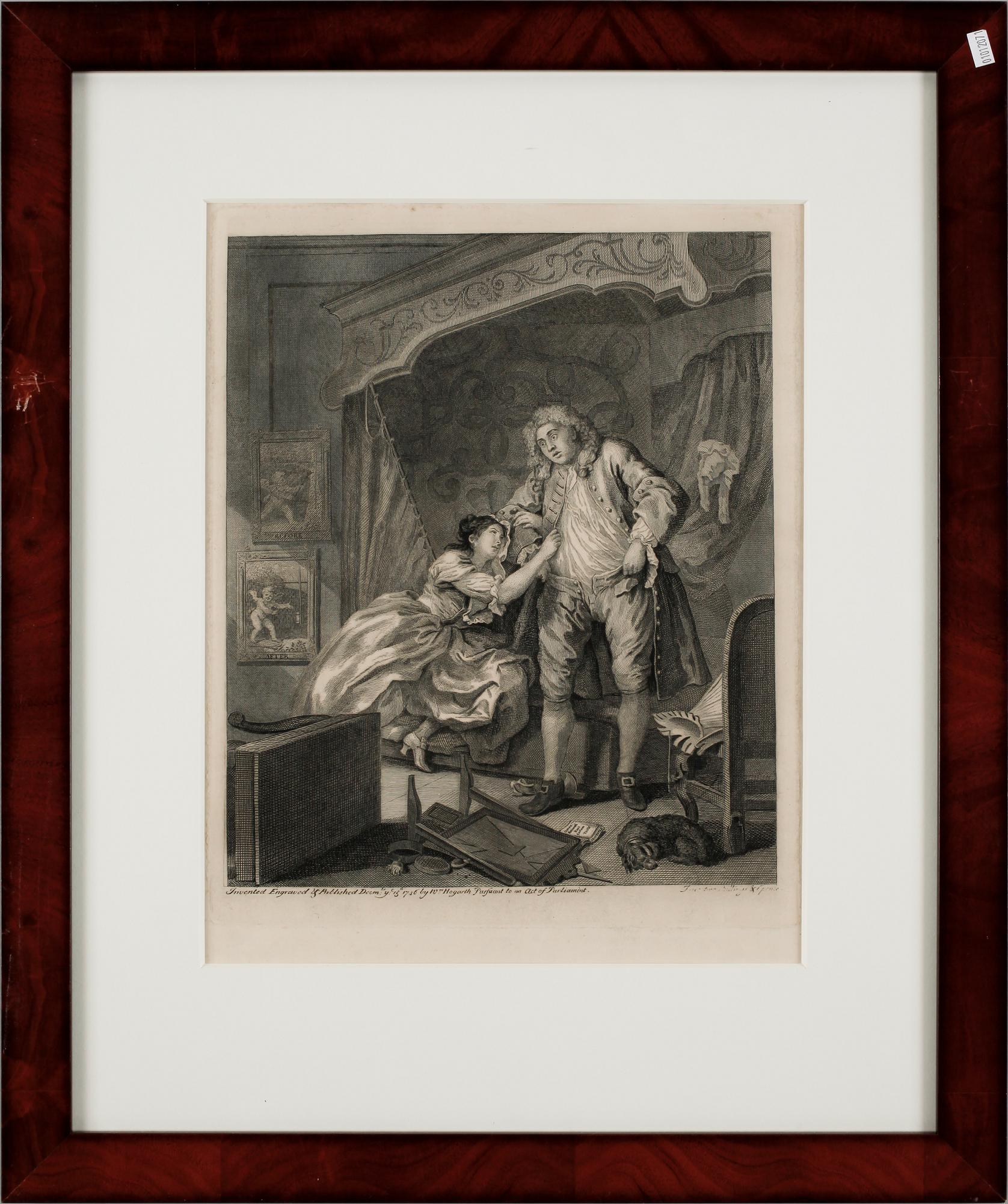 KOPPARSTICK, 2 st, efter Hogarth, England. 1800-tal.