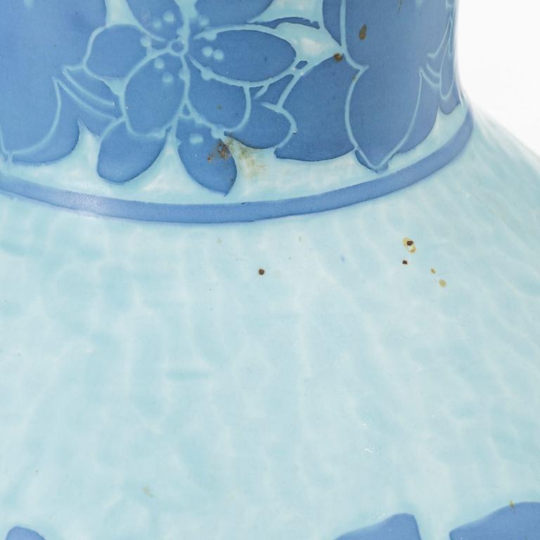 Josef Ekberg, vases, 2 pcs, flint porcelain, "Sgraffito", Gustavsberg 1914 and 1920.