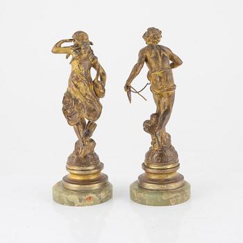 Skulpturer, ett par, efter Auguste Moreau.