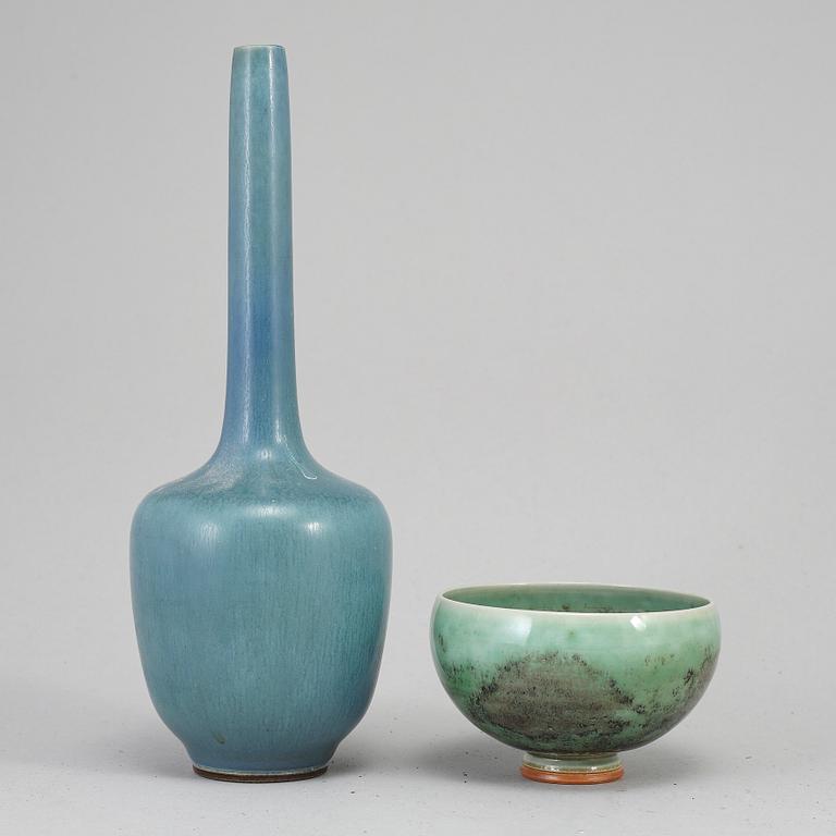 BERNDT FRIBERG,  a stoneware vase and bowl, Gustavsberg studio, Sweden.