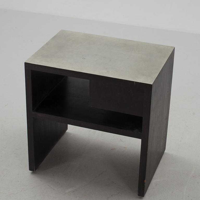 An Uno Åhrén black lacquered birch and pewter side table, Svenskt Tenn, Stockholm ca 1930.