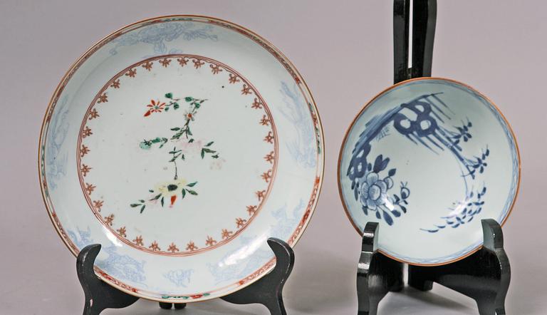 SKÅL och SKÅLFAT, porslin, Kina, 1700- resp 1800-tal.
