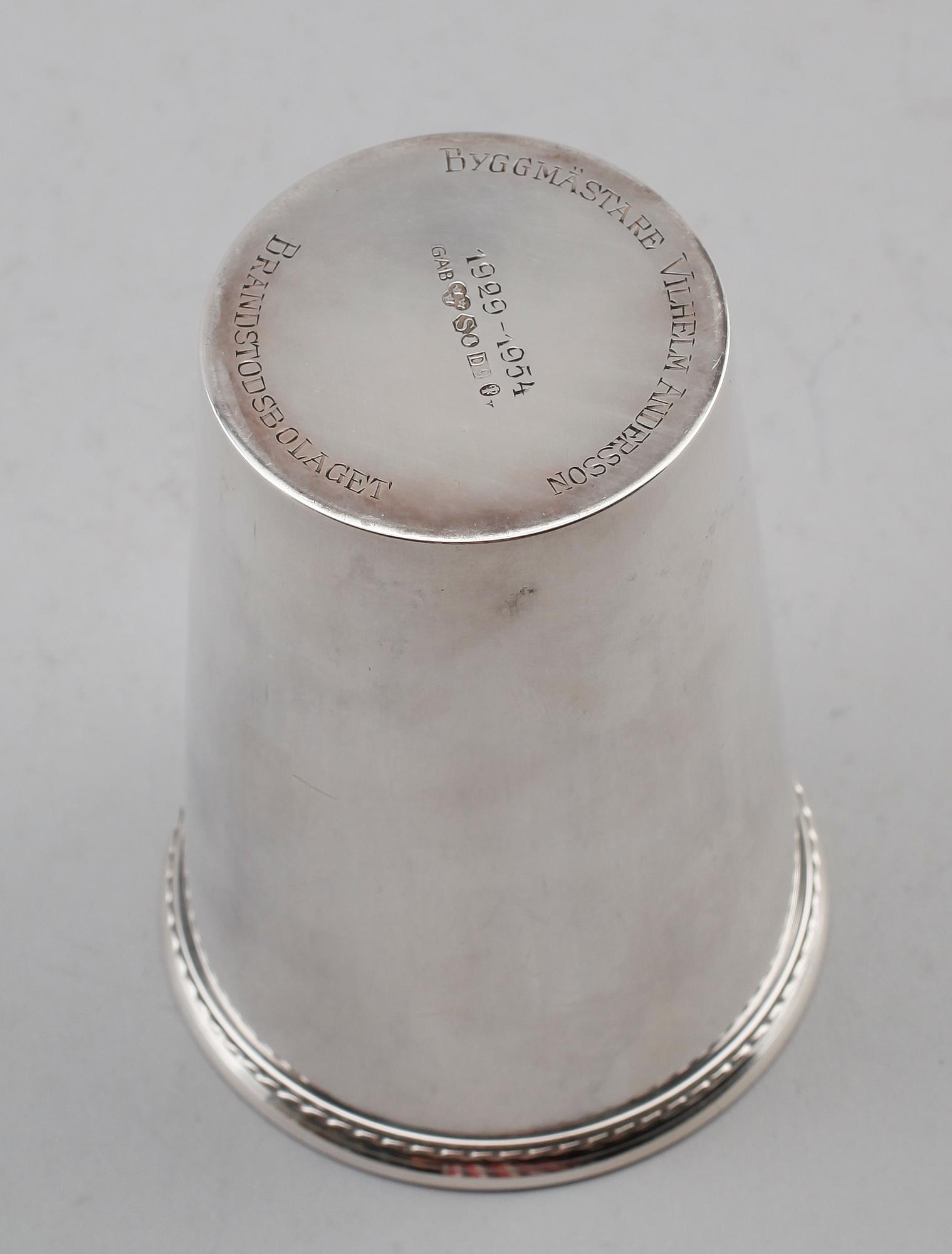 BÄGARE, silver, GAB, Stockholm 1954. Vikt ca 249 g.