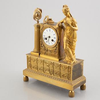 A patinated bronze mantel clock, by L.B.P. Japy & Cis, first half of the 19th century, Empire.