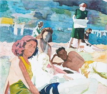 Anders Romare, signerad och daterad -18 a tergo. Akvarell och blyerts på duk.