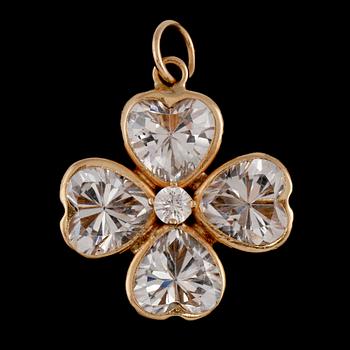 HÄNGE, 14k guld med 5 fasettslipade bergkristaller, 2000-tal. Vikt 3 g.