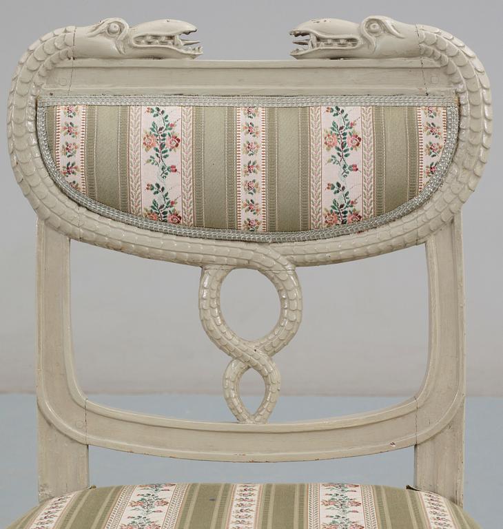 A Swedish early 19th century eleven piece suite comprising 1 sofa, 2 armchairs and 8 chairs, by J. Andersson.