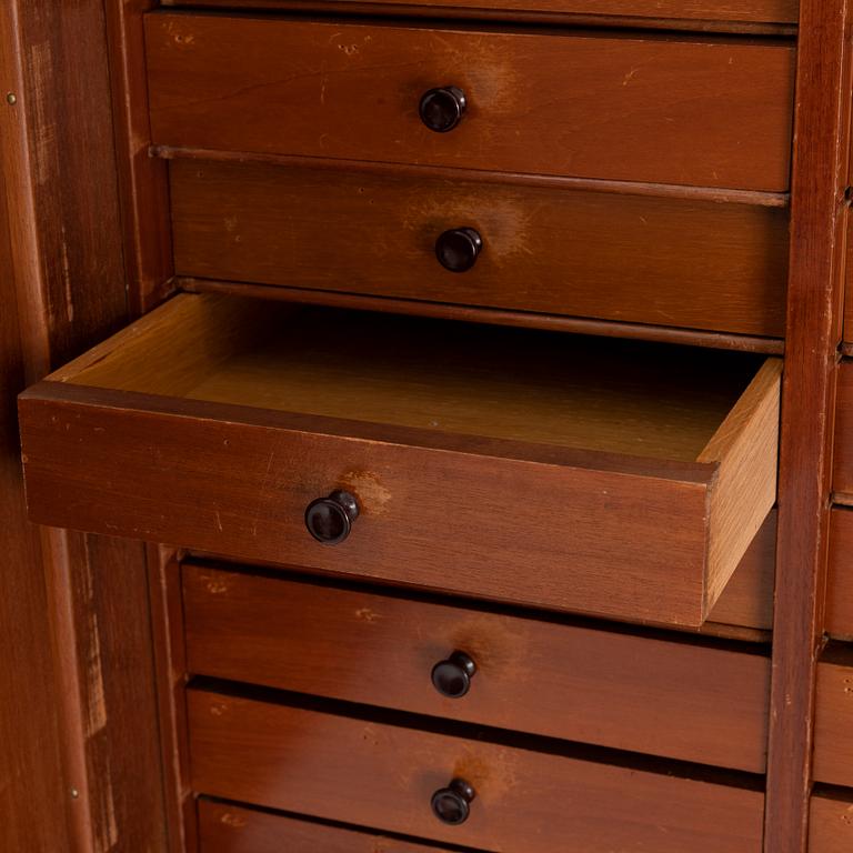 A mahogny veneered art noveau archive cabinet, early 20th Century.