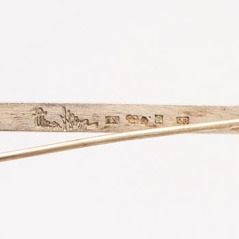 Wiwen Nilsson, monogram brooch, sterling silver, Lund, 1940.