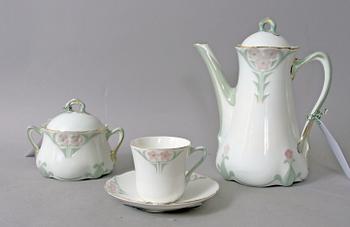 KAFFESERVIS, 14 delar. Porslin, jugend, Rörstrand. 1900-talets början.