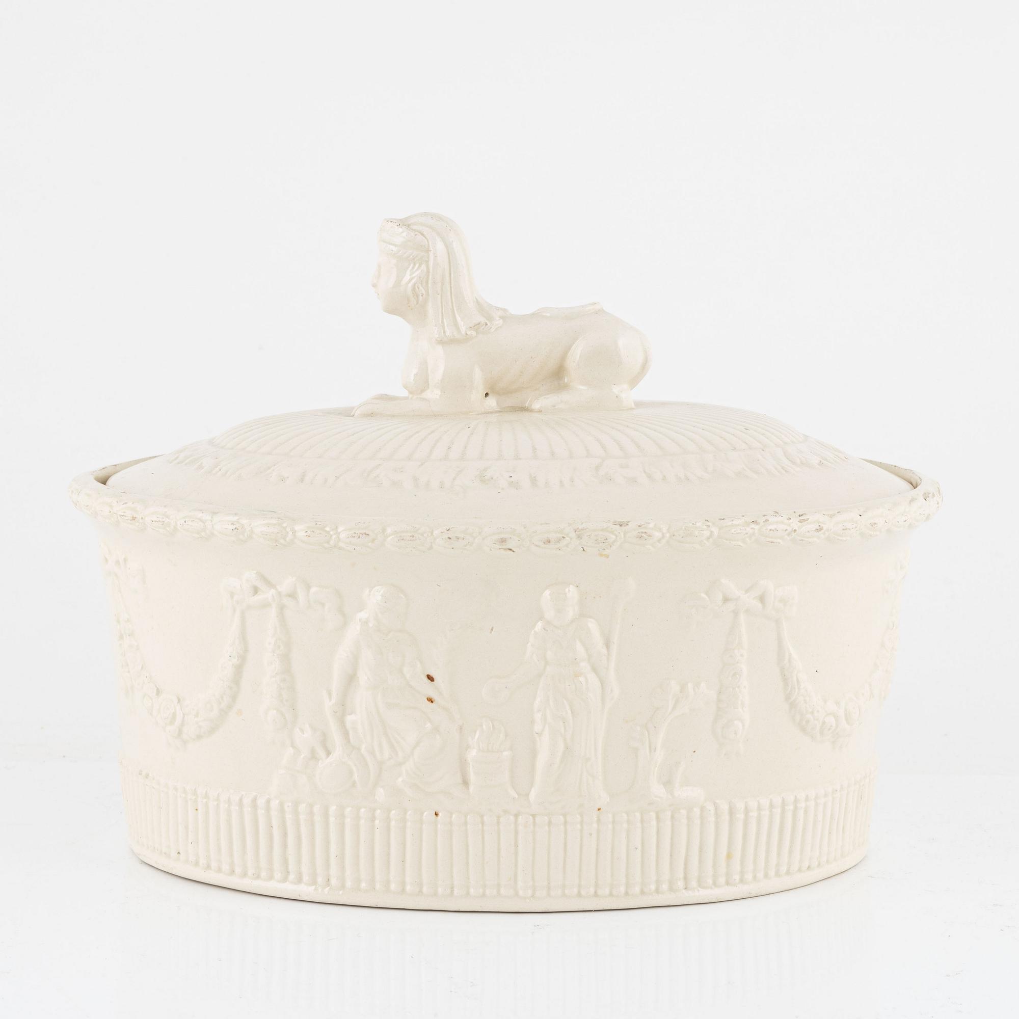 A creamware pâté tureen, Empire, presumably Rörstrand, Sweden.