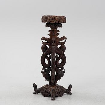 A South East Asian carved wooden piedestal,  20th Century.