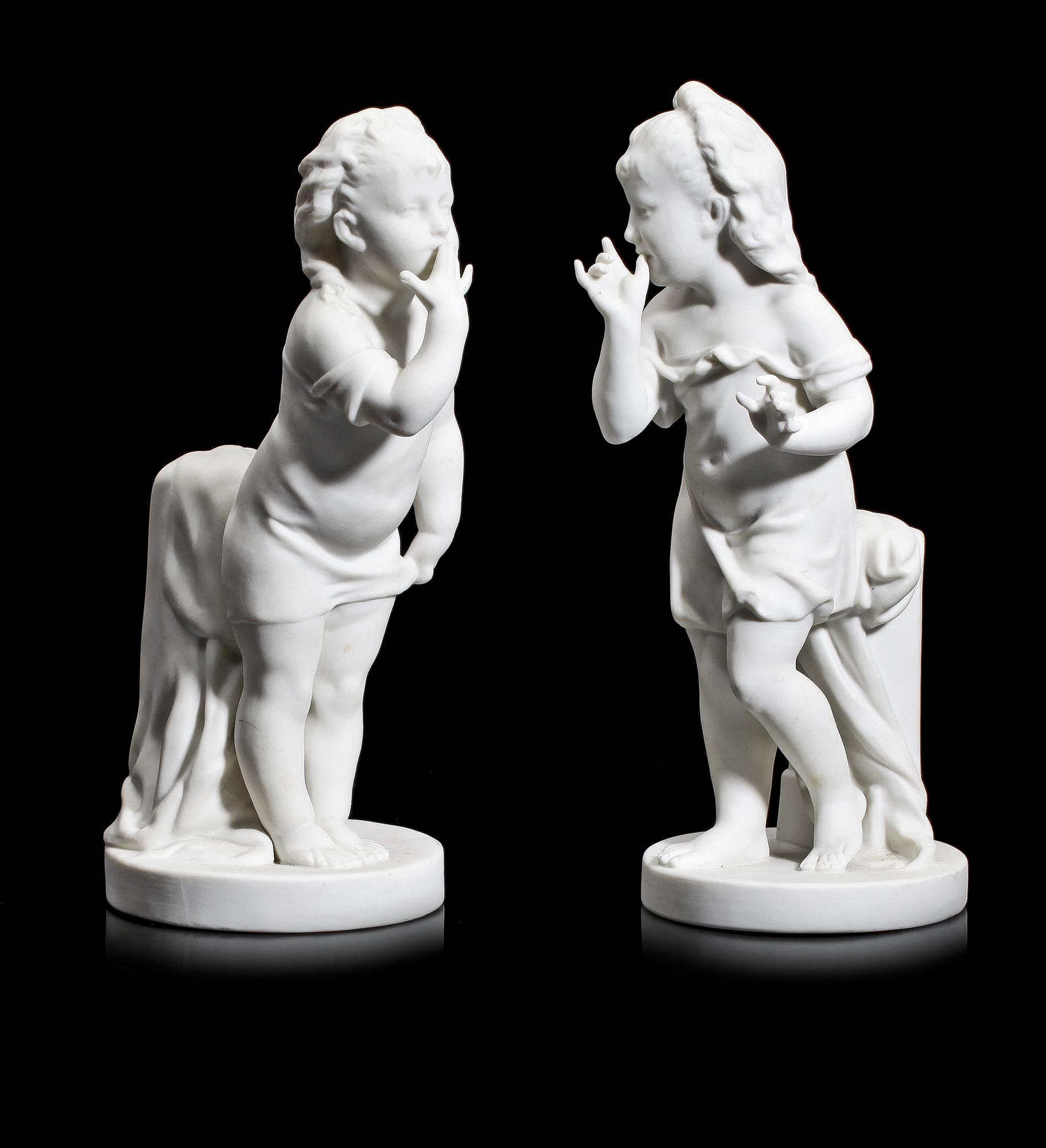 FIGURINER, ett par, parian, Gustavsberg, 1923.