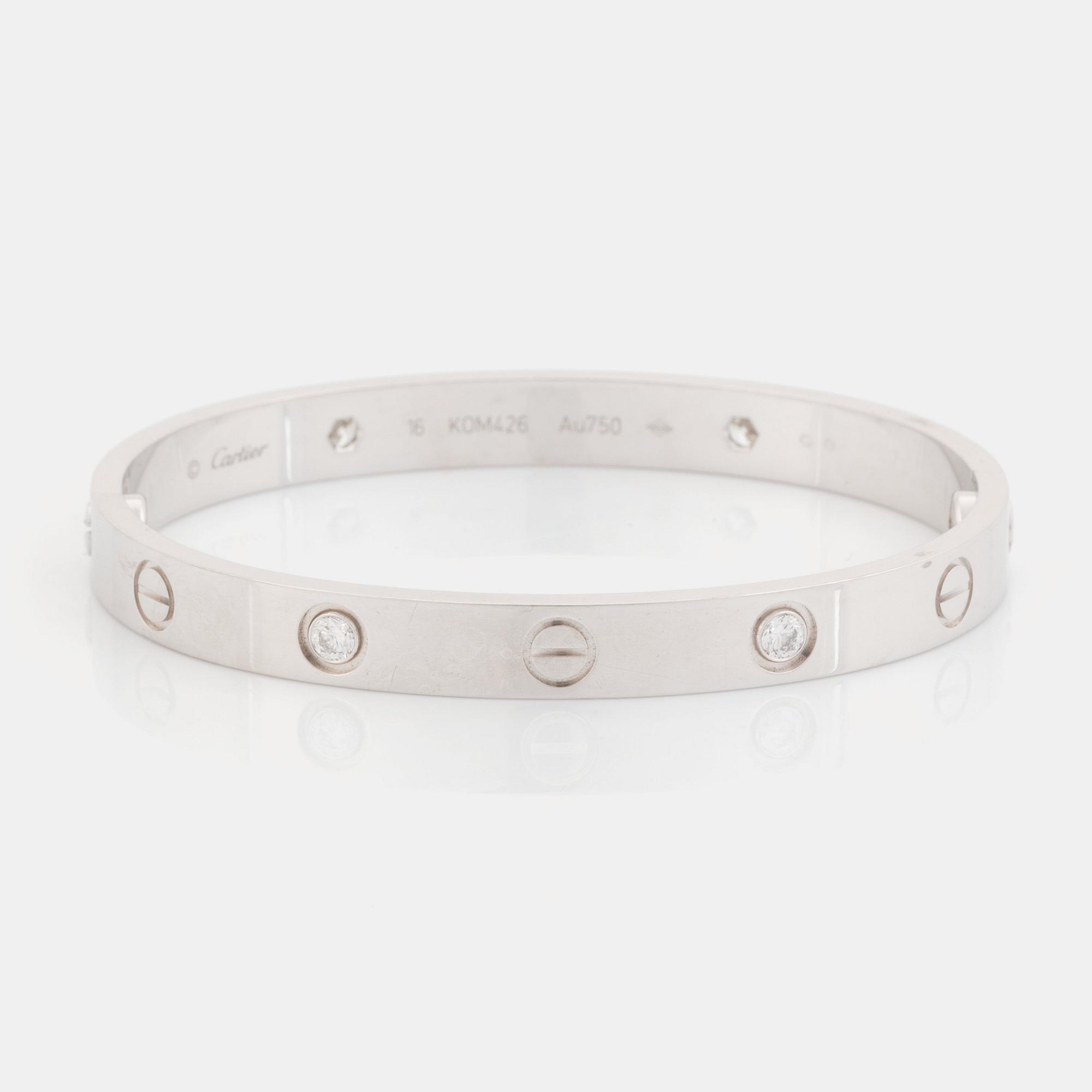 A Cartier bracelet "Love" in 18K white gold set with round brilliant-cut diamonds.