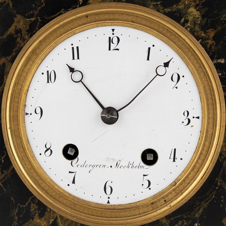 An Empire mantel clock, Cedergren, Stockholm, early 19th Century.