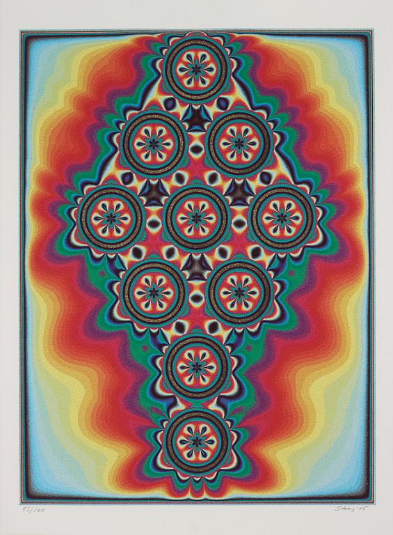 Sture Johannesson, färglitografi med prägling, 2005, signerad 53/160.