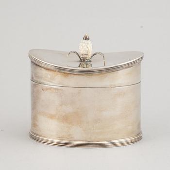 Dosa med lock, silver, märkt Titulo, Portugal 1900-tal.