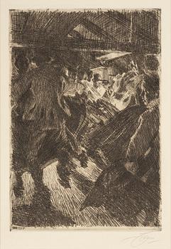 Anders Zorn, etsning, 1917, signerad i blyerts.