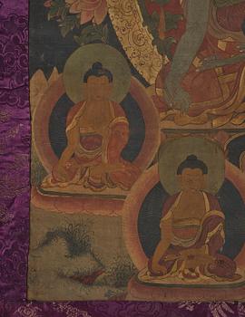 Thangka, Medicin Buddha, Tibet, sent 1900-tal.