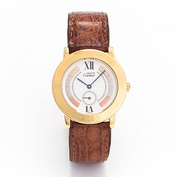 Cartier, Must de Cartier Ronde, 33 mm, gilded silver, quartz, sapphire crystal, 2000.