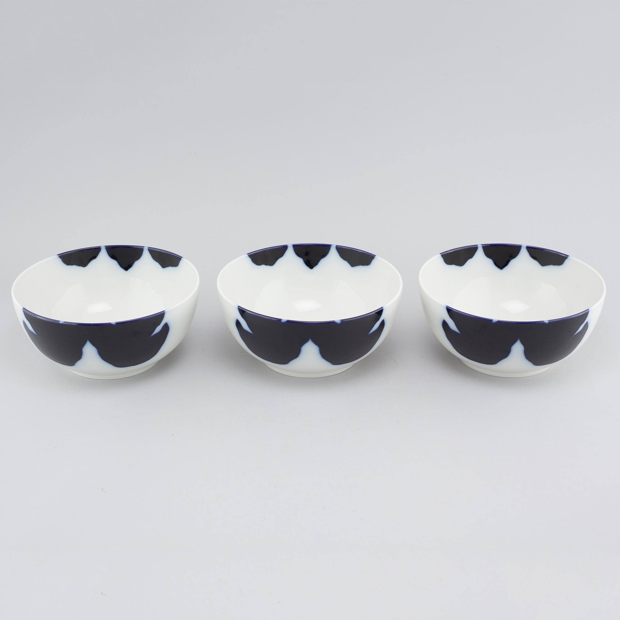 LIN UTZON, 3 skålar, porslin, Royal Copenhagen, 1980-tal.