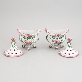 A pair of faiance vases, 20th Century.