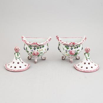 A pair of faiance vases, 20th Century.