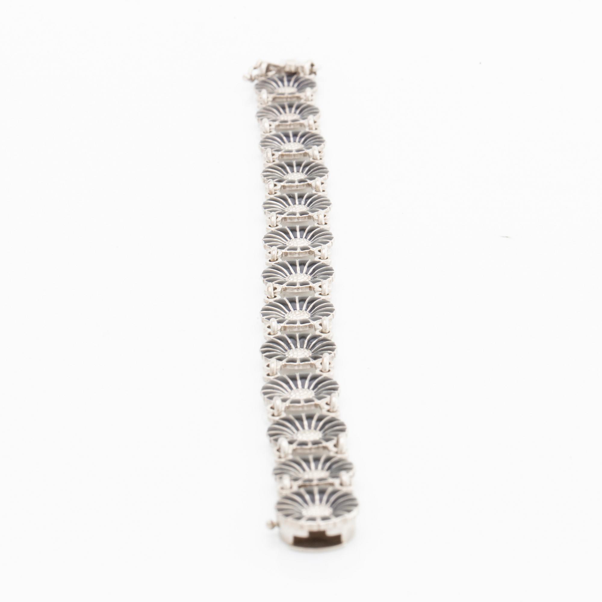 GEORG JENSEN bracelet silver and black enamel, 'Daisy.