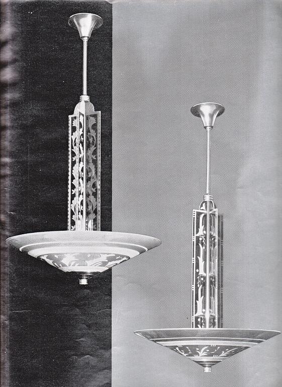 Edward Hald, a ceiling lamp model "HD 615", Orrefors, 1930s.