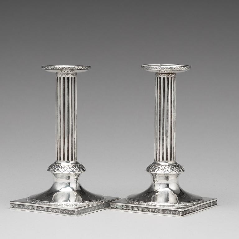 A pair of Swedish 18th century silver candlesticks, mark of Mikael Nyberg, Stockholm 1792.