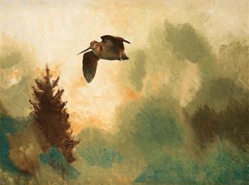 Bruno Liljefors, Landscape with snipe.