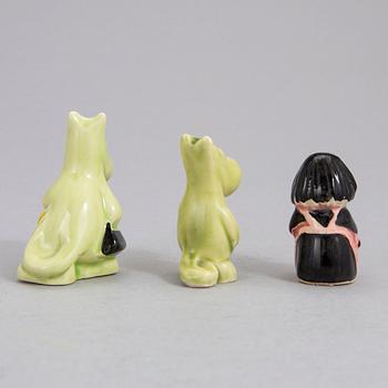 Three ceramic 'Moomin' figurines by Signe Hammarsten-Jansson, 1950's.