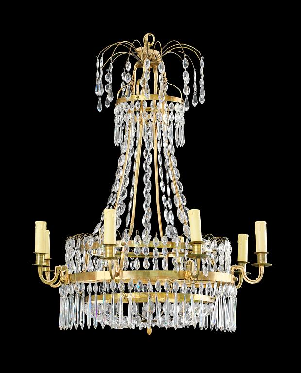 A late Gustavian eight-light chandelier.