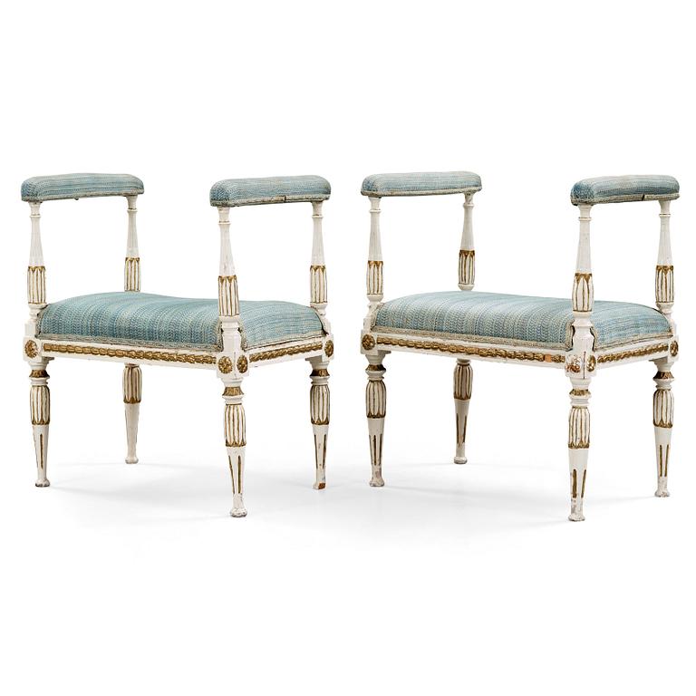 Two matched late Gustavian circa 1800 stools.