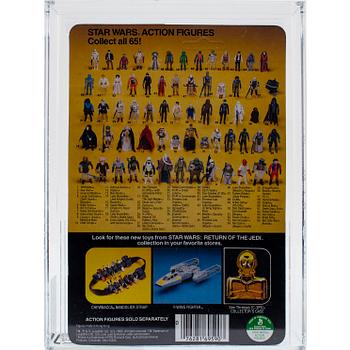STAR WARS, Artoo-Detoo (R2-D2) ROTJ 65 back-b AFA 75 EX+/NM, See-Threepio(C3PO) POTF & Land Speeder, Kenner 1977-1984.