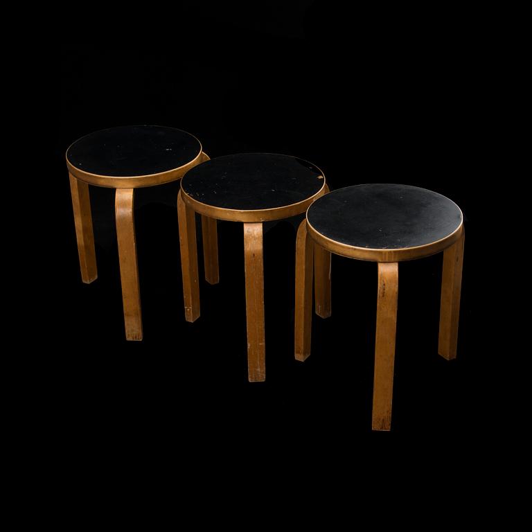 ALVAR AALTO, STOOLS, 3 PCS. Model No. 60, designed in 1933.