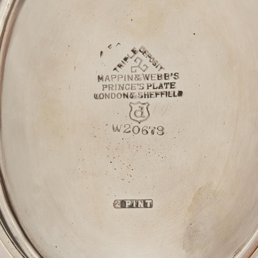 Teapot with stand and burner Mappin & Webb England silver plate mid-20th century.