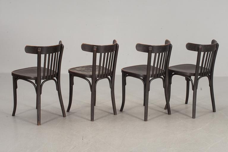 STOLAR, 4 st, Thonet, stansad märkning, 1900-talets mitt.