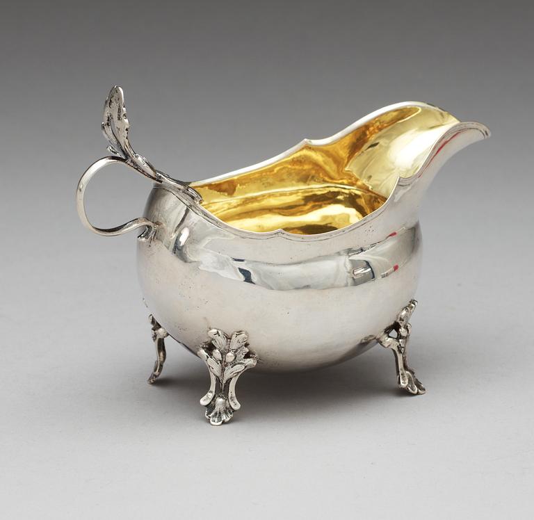 A Swedish 18th century parcel-gilt cream-jug, makers mark of Pehr Zethelius, Stockholm 1779.