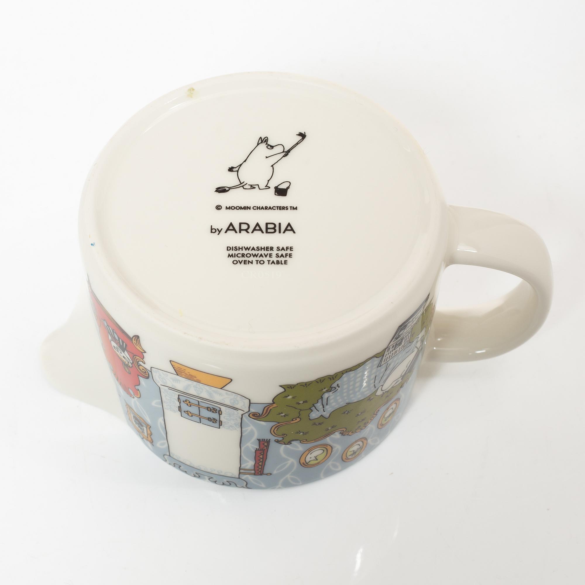 Arabia, Moomin mugs, plates and a jug, 7 pieces, porcelain, Finland.