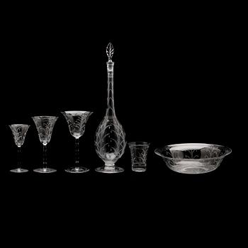 GLASSERVIS, 24 delar, "Mimosa", Edward Hald, Orrefors, formgiven 1918.