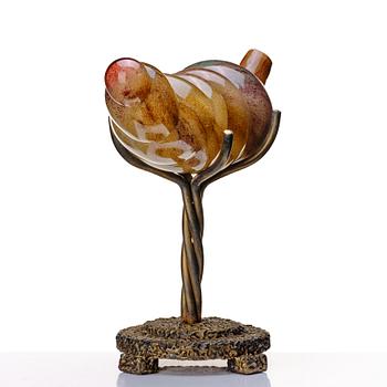 glasskulptur, "Utan titel" på bronsställ, 1998.