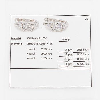 Earrings, 18K white gold set with brilliant-cut diamonds.